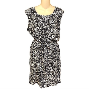 LOFT navy and white print dress‎